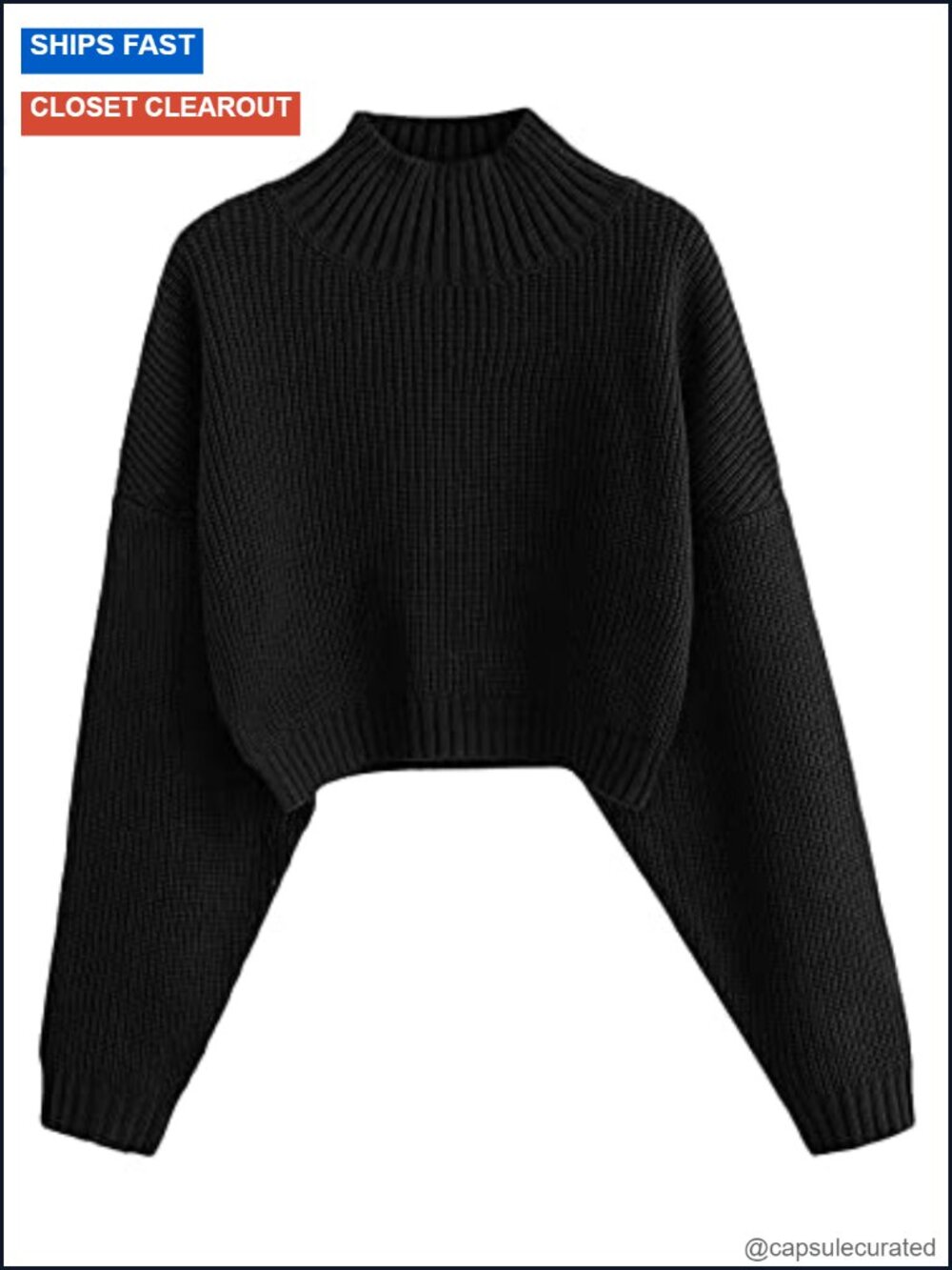 Women's Cropped Turtleneck Sweater Lantern Sleeve Ribbed Knit Pullover